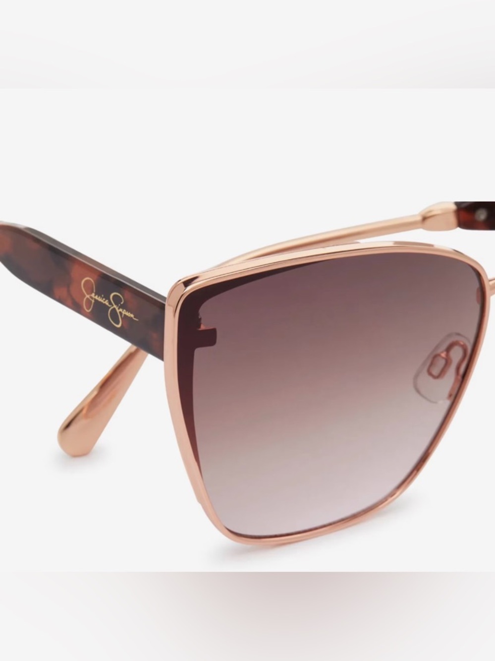 Jessica Simpson Cateye Square Sunglasses Rose Gold Metallic Tortoise Shell - Picture 4 of 8